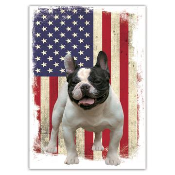 French Bulldog USA Flag : Gift Sticker Dog Pet American United States