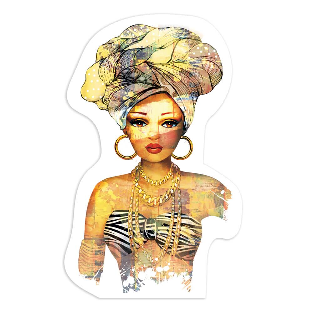 Gift Sticker : African Woman Portrait Profile Ethnic Art Black Culture Ethno