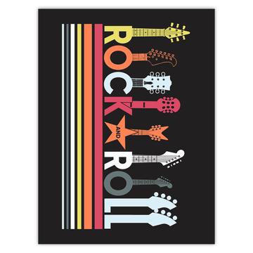 Rock And Roll Colorful Guitars Rainbow Stripes : Gift Sticker Music Wall Art Room Decor