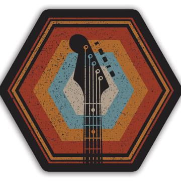 Guitar Colorful Retro Hexagon Music Wall Art Print : Gift Sticker Rock And Roll Lover