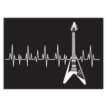 Rock And Roll Guitar Life Line Wall Art Music : Gift Sticker Black White Poster Card