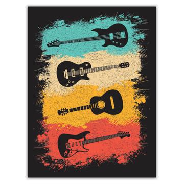 Music Wall Art Retro Print Guitars Rock Lovers : Gift Sticker Card Room Poster Teenager