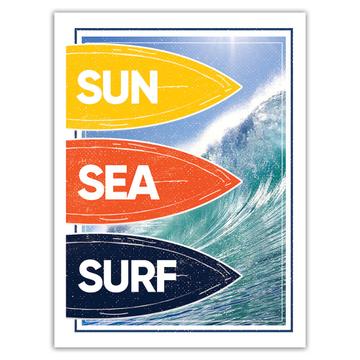 Sun Sea Surf : Gift Sticker For Best Surfer Surfing Board Action Sport Ocean Holidays