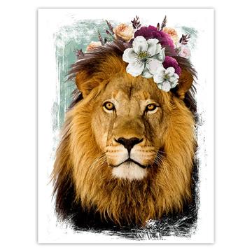 Lion Photography : Gift Sticker Flowers Cute Safari Animal Wild Feline Nature Collage