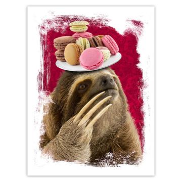 Funny Sloth Macarons : Gift Sticker Macaron Lover Eater Sweet Dessert Wild Animal Slow