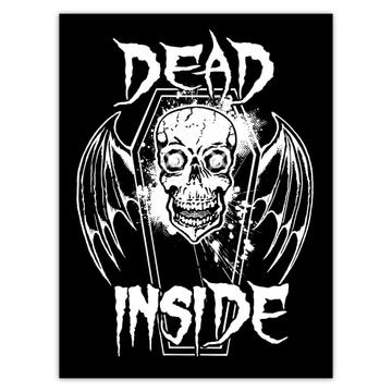 Dead Inside Skull Vampire Wings : Gift Sticker Halloween Party Decor Coffin Black And White