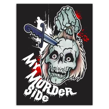 Dead Skull Head Murder Side : Gift Sticker Scary Horror Halloween Party Monster Zombie