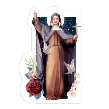Saint Regina : Gift Sticker Catholic Church Religious Christian Cross Flowers Dove