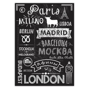 Europe European City Cities : Gift Sticker Paris London Madrid Travel Souvenir Home Decor Art