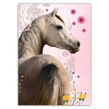 Photographic Horse : Gift Sticker For Animal Lover Flowers Floral Backdrop Nature Wall Poster