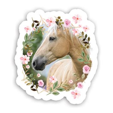 Horse Floral Frame : Gift Sticker Art Print Photographic For Her Animal Lover Birthday Nature Cute