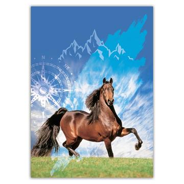 Horse Meadow : Gift Sticker Photo Art Print For Animal Lover Nature Wild Wall Poster Cover