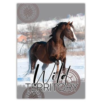 Horse Winter : Gift Sticker For Notebook Dairy Cover Print Animal Lover Wild Wall Poster Decor