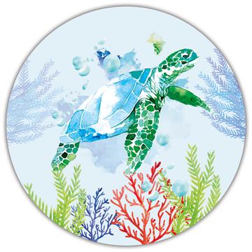 Turtle Seaweed : Gift Sticker Underwater Print For Sea Water Animal Lover Ocean Cute Art Child