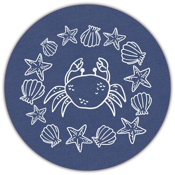Rock Crab Seashells : Gift Sticker Cute Art Kid Child Underwater Sea Ocean Baby Shower Nursery