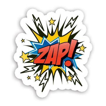 Zap Art Print : Gift Sticker Retro Fun Design For Teenager Room Decor Kid Birthday Party Funny