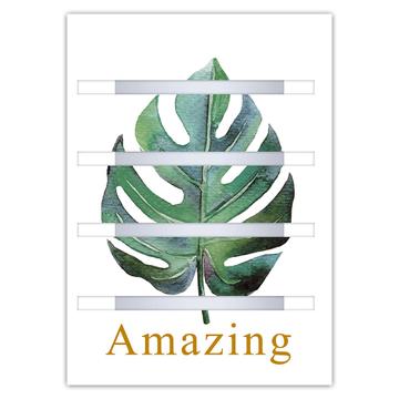 Monstera Leaf Art : Gift Sticker Watercolor Print Botanical Plant Exotic Tropical Nature Protector