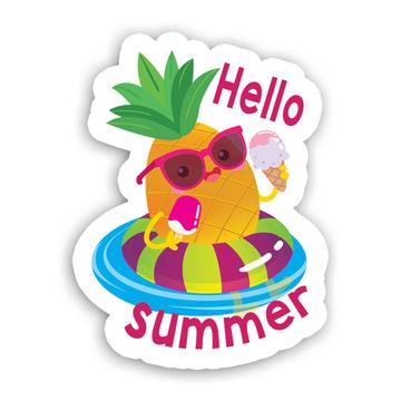 Funny Pineapple Art : Gift Sticker Hello Summer Fruit Fruits Lover Kid Child Holidays Coworker