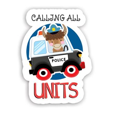 Police Car Party Theme : Gift Sticker Custom Calling All Units Art Birthday Decor Boy Invitation