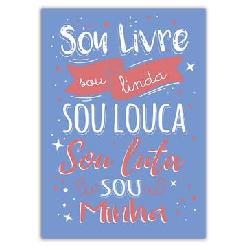 For Self Confident : Gift Sticker Portuguese Quote Sou Livre Linda Woman Her Confidence Cute