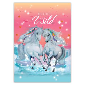 For Horses Lover : Gift Sticker Running Horse Watercolor Art Romantic Cute Kid Child Animal
