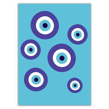Evil Eyes Turkish Ornament : Gift Sticker Esoteric Spiritual Art Print Blue Eye Poster Trendy Cute