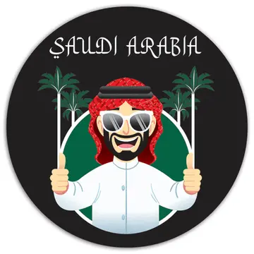 Saudi Arabia Arabic : Gift Sticker Funny Sheikh Art Print Palm Trees Country Middle East Travel