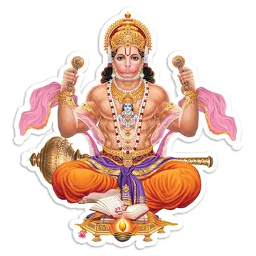 Traditional Hanuman Poster : Gift Sticker Rama Hindu God Lord Indian Style Devotional Art Print
