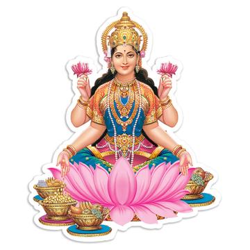 Lakshmi For Wealth : Gift Sticker Good Fortune Home Decor Hindu Indian Goddess Vintage Poster