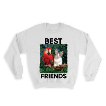 Macaw And Cat Best Friends : Gift Sweatshirt Parrot Bird Animal Cute