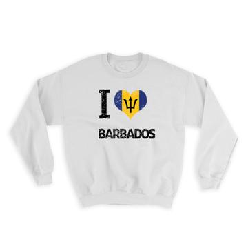 I Love Barbados : Gift Sweatshirt Heart Flag Country Crest Barbadian Expat