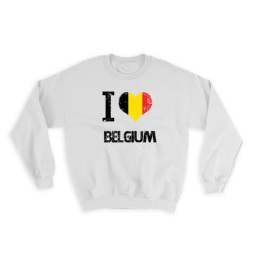 I Love Belgium : Gift Sweatshirt Heart Flag Country Crest Belgian Expat