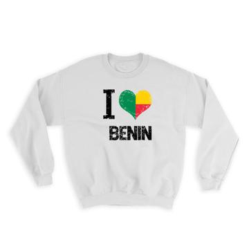 I Love Benin : Gift Sweatshirt Heart Flag Country Crest Beninese Expat