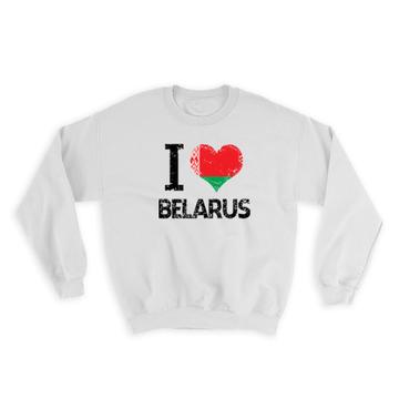 I Love Belarus : Gift Sweatshirt Heart Flag Country Crest Belarusian Expat