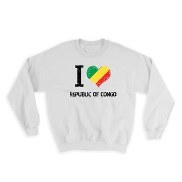 I Love Republic of Congo : Gift Sweatshirt Heart Flag Country Crest Expat