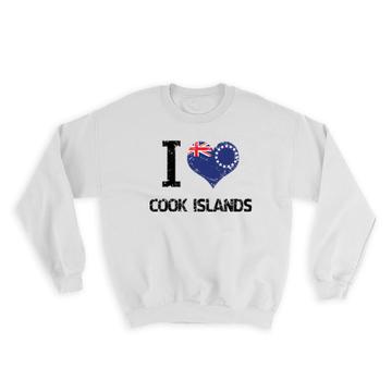 I Love Cook Islands : Gift Sweatshirt Heart Flag Country Crest Cook Islander Expat