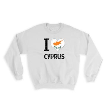 I Love Cyprus : Gift Sweatshirt Heart Flag Country Crest Cypriot Expat