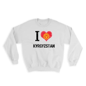 I Love Kyrgyzstan : Gift Sweatshirt Heart Flag Country Crest Kyrgyz Expat