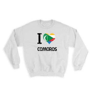 I Love Comoros : Gift Sweatshirt Heart Flag Country Crest Comoran Expat
