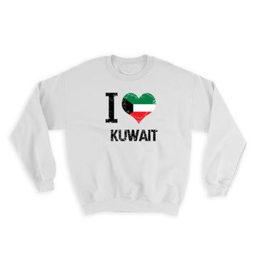 I Love Kuwait : Gift Sweatshirt Heart Flag Country Crest Kuwaiti Expat