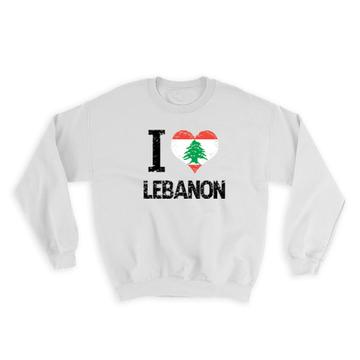 I Love Lebanon : Gift Sweatshirt Heart Flag Country Crest Lebanese Expat