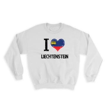 I Love Liechtenstein : Gift Sweatshirt Heart Flag Country Crest Liechtenstein citizen