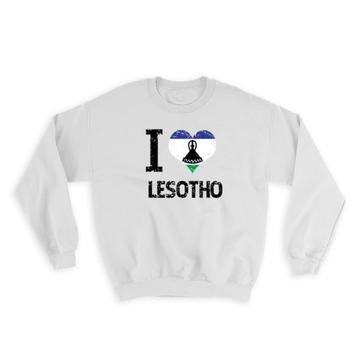I Love Lesotho : Gift Sweatshirt Heart Flag Country Crest Expat