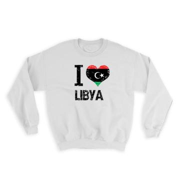 I Love Libya : Gift Sweatshirt Heart Flag Country Crest Libyan Expat