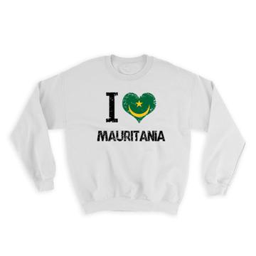 I Love Mauritania : Gift Sweatshirt Heart Flag Country Crest Mauritanian Expat