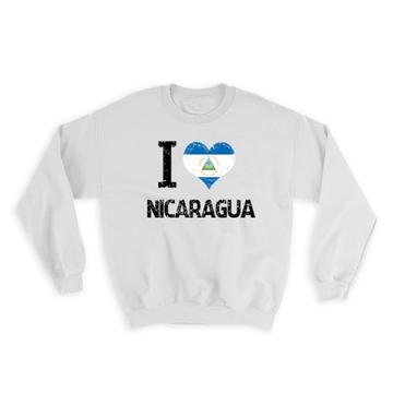 I Love Nicaragua : Gift Sweatshirt Heart Flag Country Crest Nicaraguan Expat