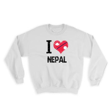 I Love Nepal : Gift Sweatshirt Heart Flag Country Crest Nepalese Expat