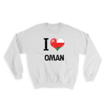 I Love Oman : Gift Sweatshirt Heart Flag Country Crest Omani Expat