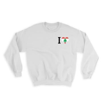I Love Lebanon : Gift Sweatshirt Flag Heart Crest Country Lebanese Expat