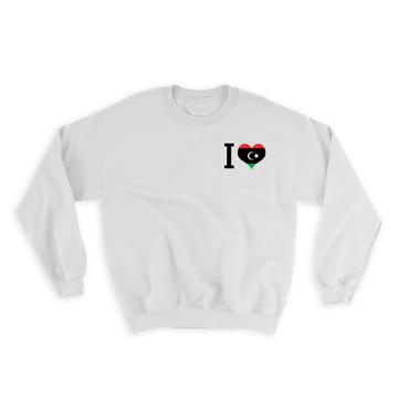 I Love Libya : Gift Sweatshirt Flag Heart Crest Country Libyan Expat